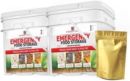 My Food Storage(120 Servings of Gourmet Freeze Dried Meat - Chicken and Beef Combination)Comes With 40 Bonus Servings of Rice - 15 Year Shelf Life - Just Add Water - Fast, Easy and Delicious