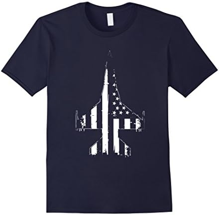 Men's Cool U.S Air Force Shirt - F16 U.S Flag shirt Medium Navy