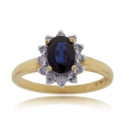 Oval Blue Sapphire & Diamond Cocktail Ring 1ct