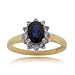 New 14K Yellow Gold Blue Oval Sapphire Diamond Ring