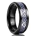 King Will Dragon Mens 8mm Black Tungsten Carbide Ring Blue Carbon Fiber Celtic Dragon Wedding Band 12.5