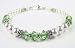 August Peridot Swarovski Crystal Beaded Bracelets with White Pearls