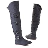 Damen Schuhe, Overknee stiefel, 0116, Synthetik in hochwertiger Leder Optik, Grau, Gr 40