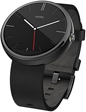 Motorola Moto 360 Stainless Steel Smartwatch and Heart Rate/Activity Tracker with Bluetooth Connectivity Compatible with Android 4.3+ Smartphones - Dark Steel/Black Leather Strap
