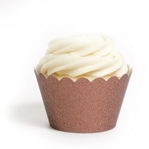 Dress My Cupcake Standard Espresso Brown Reusable Glitter Cupcake Wrappers, Set of 12