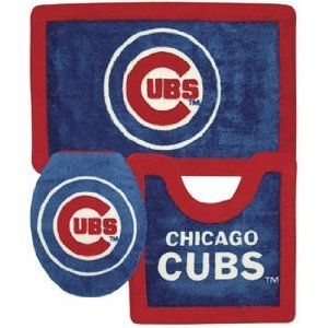 Chicago Cubs Combo 3 Piece Bath Rug Set and Shower Curtain