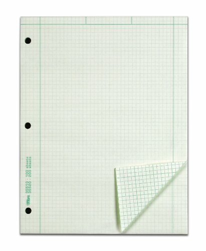 TOPS Engineering Computation Pad - 3-Hole Punched - 8.5 x 11 Inches - 5 Squares per Inch - 100 Sheets - Green - (35510)