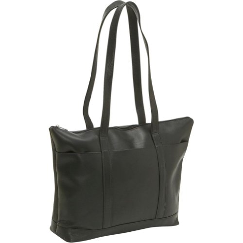 Le Donne Leather Double Strap Med Pocket Tote - Black Le Donne Leather Double Strap Med Pocket Tote - Black