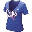Chicago Cubs Ladies Royal Blue Relay V-Neck Tri-Blend T-Shirt by Nike