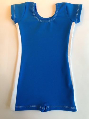 Bella Sophia Leotard, Short Sleeve (Blue with White Stripes, 4)