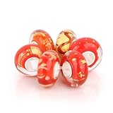 Bling Jewelry Assorted Tangerine Murano Glass Bead Bundle .925 Sterling Silver Pandora Compatible