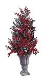 28 Red & Burgundy Berry Cone-Shaped Christmas Topiary Tree