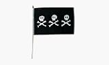 3 Skull Pirate Stick Flag