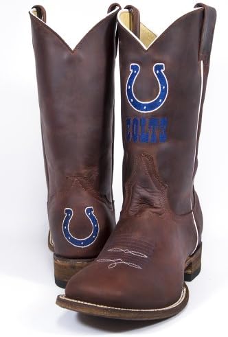 NFL Indianapolis Colts Men's Oil Tan Square Toe Western Boot, Brown, 8.5