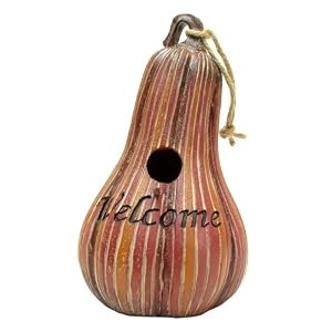 Welcome Striped Gourd Birdhouse by 