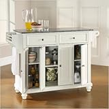 Crosley Furniture Cambridge Solid Granite Top Kitchen Island in White Finish