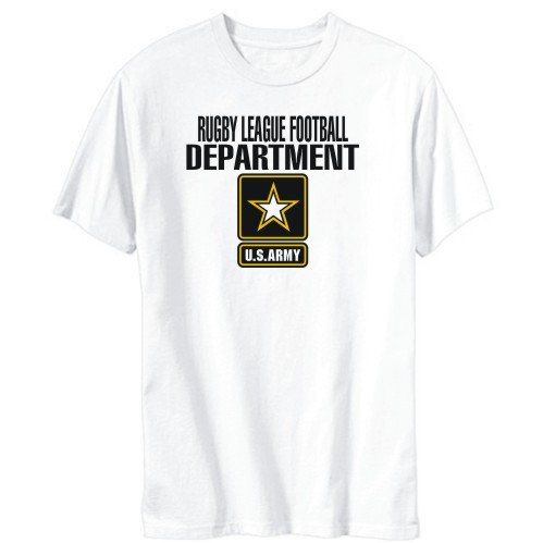 T-Shirt Mens White " Rugby League Football DEPARTMENT / U.S. ARMY " Sports XX-Large