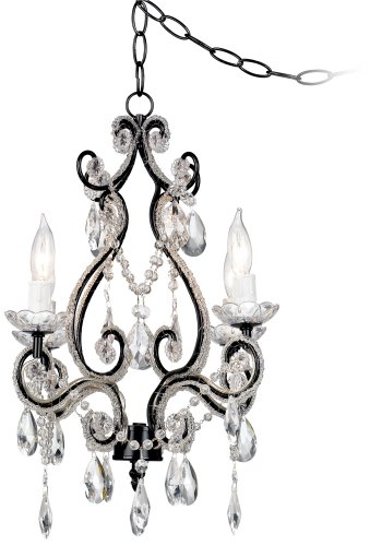 Leila Black Clear Swag Plug-in Chandelier
