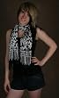 Batik Scarf - White Dragons on Black