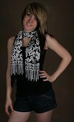 Batik Scarf - Indonesian Dragons, Black and White