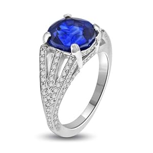 6.47 Ct Sapphire & Diamond Cocktail Ring in Platinum
