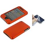 Apple iPhone 3G Premium Polycarbonate Orange Rubberize Textured Snap-On Case Cover + Screen Protector Shield (NOT Compatible with 1st Generation iPhone)