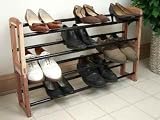 2 Tier Stackable Cedar Shoe Rack- Expandable