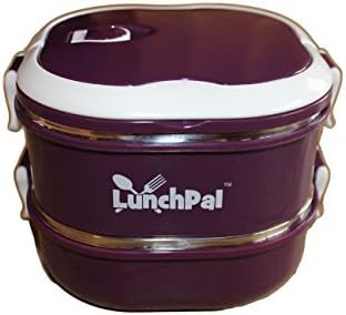 LunchPal®Lunch Box 2 Tier compartments with Vacuum Seal Lid and Insulated Stainless Steel Interior (Purple)