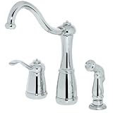 Pfister T26-3NCC Marielle Single Handle 3-Hole Kitchen Faucet with Sidespray, Polished Chrome