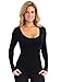 Sugar Lips womens Seamless Round Neck Long Sleeve Top T Shirt, Black, One Size US