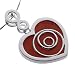 EXP Sterling Silver Heart Shaped Red Agate Spiral Pendant Necklace