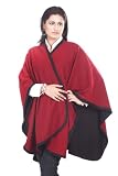 Deliciously Woolen Soft Reversible Black/Maroon Cloak Cape Ruana Poncho