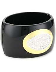 CZ by Kenneth Jay Lane "Trend Cubic Zirconia" Rhodium-Plated Three-Tone Applique Bangle Bracelet
