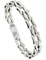 Sterling Silver Curvy Bar Link Bracelet 1/2 inch wide, sizes 8, 8.5 & 9 inch