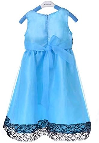 Russian Princess Girl Blue Sleeveless Bow Lace Cocktail Party Short Dress for 4-8 Yrs (100)