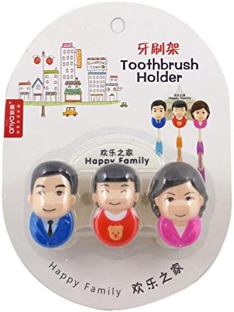 Happy Family Set 3 Toothbrush Holders Wall Bathroom with Keep Your Toothbrush High