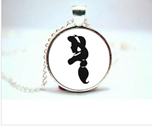 lot Princess Jasmine Silhouette Necklace Glass Photo Cabochon Necklace1