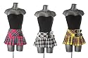 Hell Bunny Tartan Pleated Mini Skirt with buckles - Pink, White & Yellow
