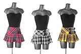 Hell Bunny Tartan Pleated Mini Skirt with buckles - Pink, White & Yellow