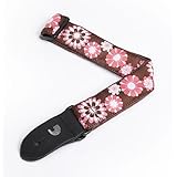 Planet Waves 15UKE02 1.5-Inch Nylon Ukulele Strap - Brown and Pink Flowers