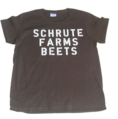 WOMEN'S The Office Schrute Farms Beets Adult T-Shirt- White Printing- (Available in Assorted Colors and Sizes)