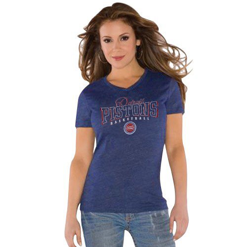Touch By Alyssa Milano Detroit Pistons Ladies Royal Blue V-neck Tri-Blend T-shirt (X-Large)