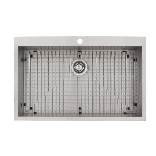 Square Single Bowl Overmount Kitchen Sink Stainless Steel 16 Gauge