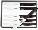 Victorinox Cutlery 6-Piece 4-1/2-Inch Wavy Edge with Round Tip Steak Knife Set, Black Po