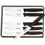 Victorinox Cutlery 6-Piece 4-1/2-Inch Wavy Edge with Round Tip Steak Knife Set, Black Po