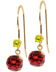 1.23 Ct Round Cognac Red Diamond Canary Diamond 14K Yellow Gold Earrings