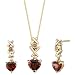Jewelry : Vibrant Intricacy 2.07 cts Heart Shape Garnet Diamond Pendant Earrings Set 14Kt Yellow Gold