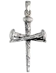 Sterling Silver Nail Cross (Crucifixion of Jesus) Pendant, 36mm tall