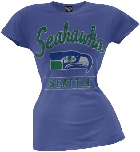 NFL Ladies Seattle Seahawks Kick Off Crew T-shirt Blue By Junk Food (Xlarge)