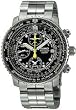 Seiko #SNA411 Men's 200m Flight Chronograph Alarm Black Dial Pilot Watch